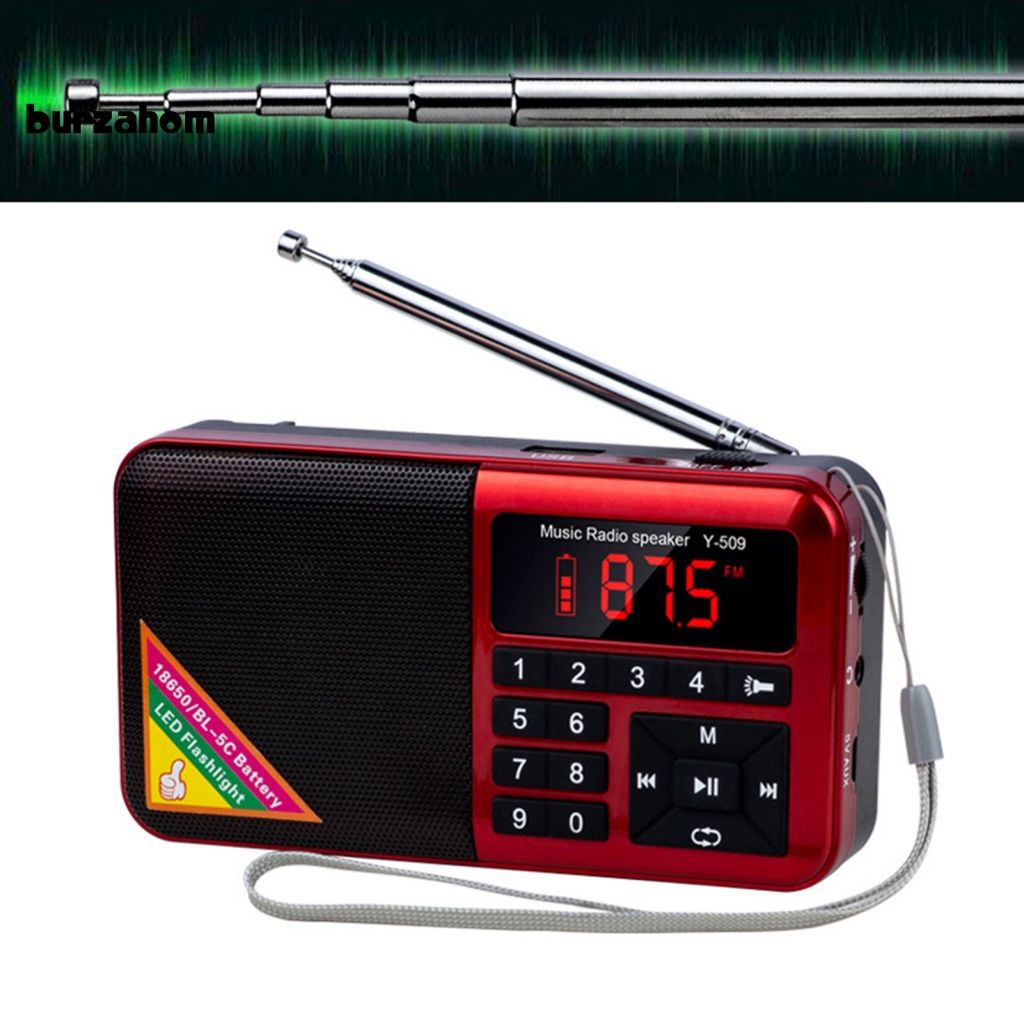 Loa Nghe Nhạc MP3 Y-509 FM Radio Kỹ Thuật Số Có Đèn Pin LED Dành Cho Hoạt Động Ngoài Trời