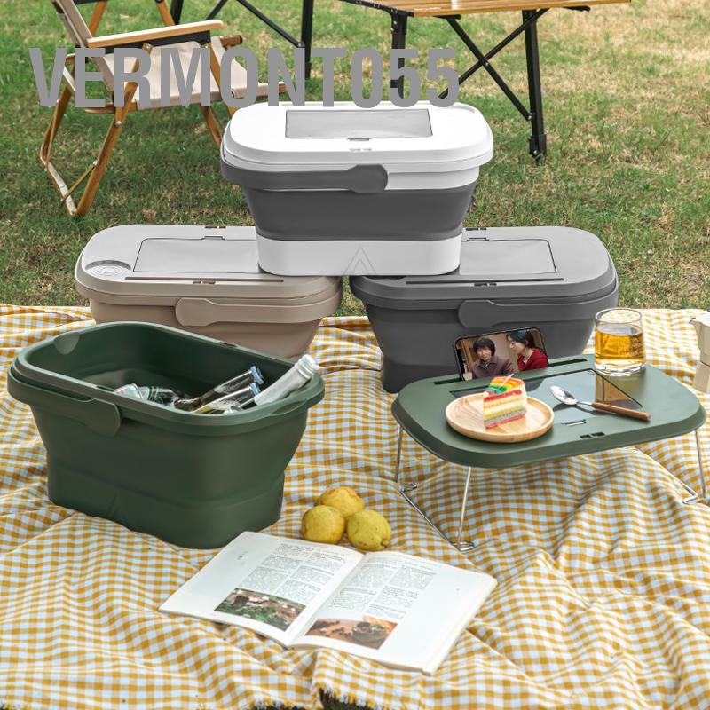 Có thể bán buôn Giỏ dã ngoại 18L Hộp đựng đồ cắm trại có thể gập lại với Bàn khay rượu Thực phẩm Đồ uống Vermont055 Hàng giao ngay