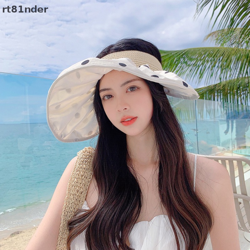 Nón Rộng Vành Mềm Mại Chống Tia UV Họa Tiết Chấm Bi Có Thể Gấp Gọn Cho Nữ