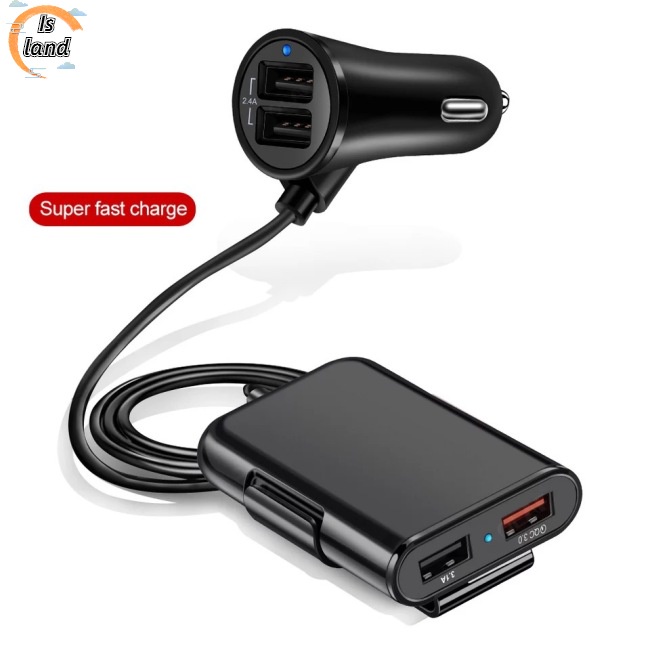 Tẩu Sạc Nhanh 40w 8a Qc3.0 1 Sang 4 Cổng Usb Kèm Dây Cáp Chuyên Dụng Cho Xe Hơi