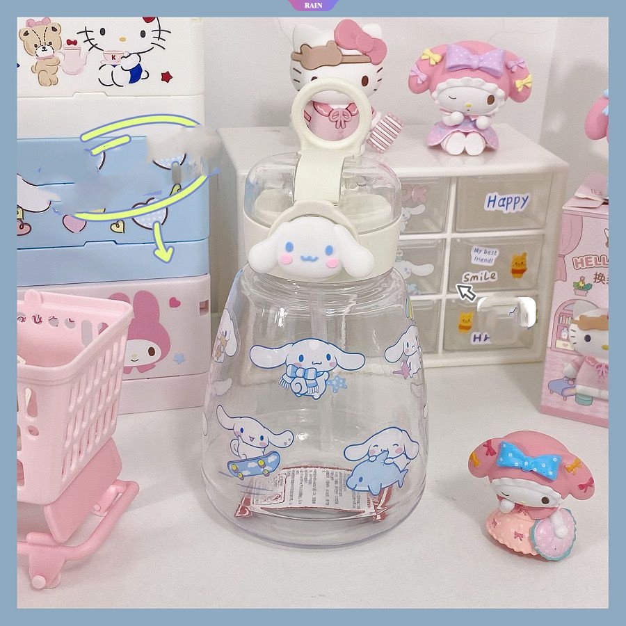 Bình Nước Nhựa Dung Tích Lớn 600ML In Họa Tiết Hoạt Hình Sanrio My Melody Kuromi Cinnamoroll