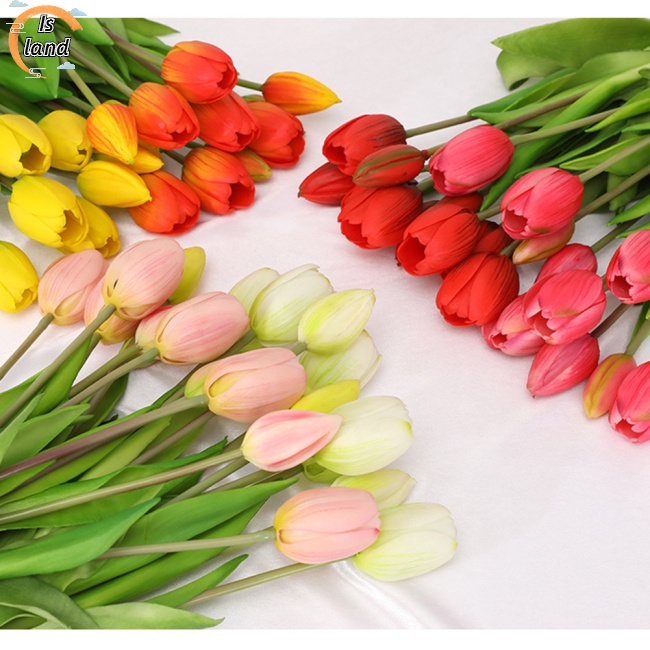 Bộ 5 Bông Hoa Tulip Bằng Cao Su Mềm Nhiều Màu Trang Trí Bàn Ăn / Phòng Khách