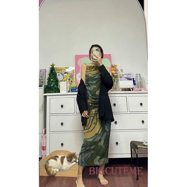 Đầm Dài Không Tay Dây Chéo Lưng Phong Cách Boho Cổ Điển Cho Nữ