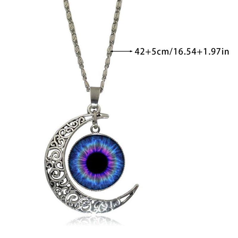 Vòng cổ Mặt Kính Hình Mặt Trăng Và Mắt Nhiều Màu Phong Cách Vintage