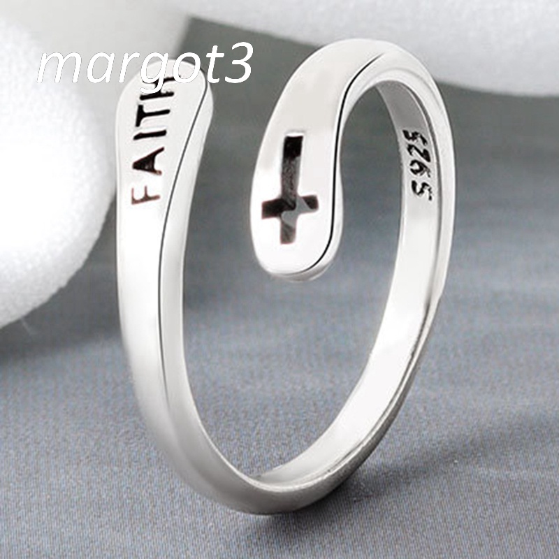 Nhẫn Thép Không Gỉ Khắc Chữ Thập Cổ Điển Có Thể Điều Chỉnh Kích Cỡ