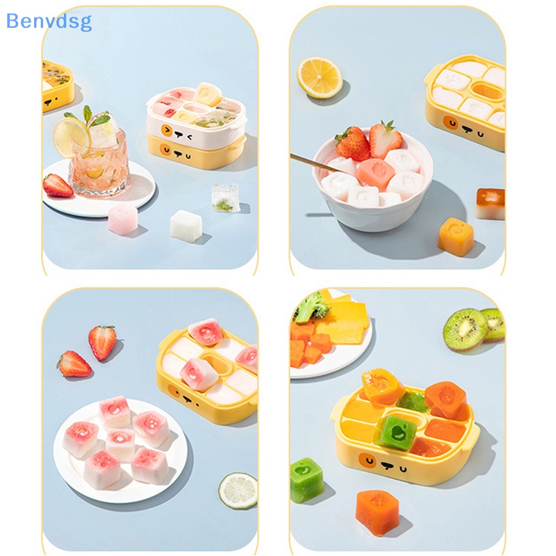 Khay Làm Đá Viên Bằng Silicon Họa Tiết Hoạt Hình Có Nắp Đậy Tiện Dụng