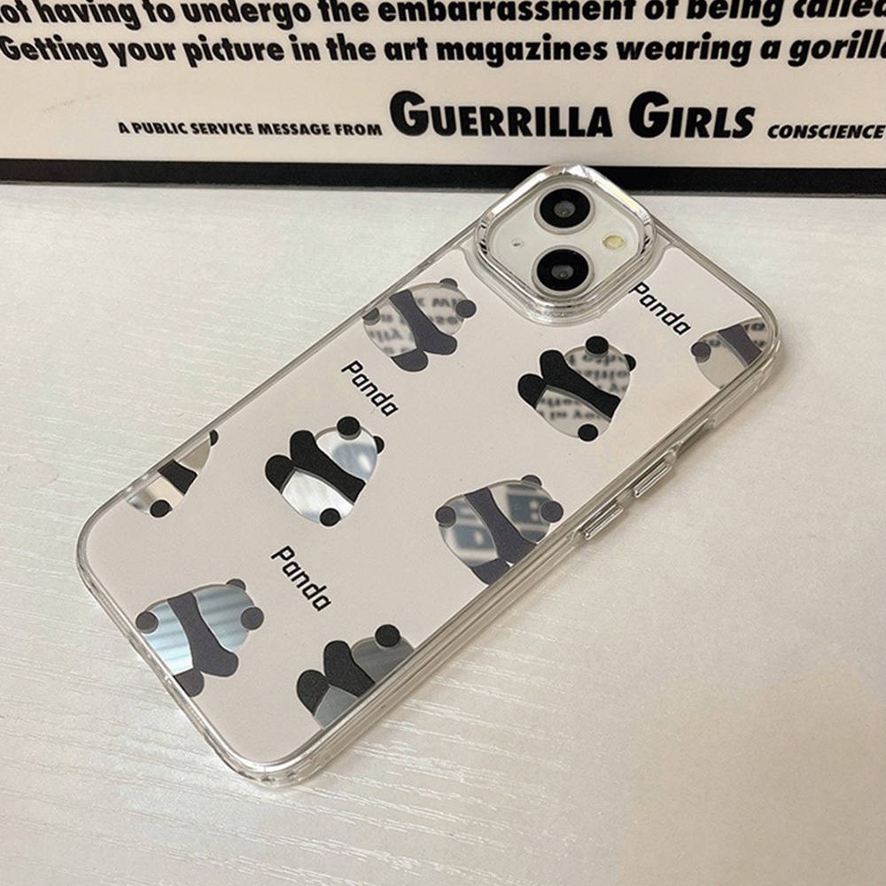 Ốp Điện Thoại Tpu Họa Tiết Gấu Trúc Hoạt Hình Tráng Gương Chống Sốc Cho IPhone 14 Pro Max 11 12 13 Pro Max