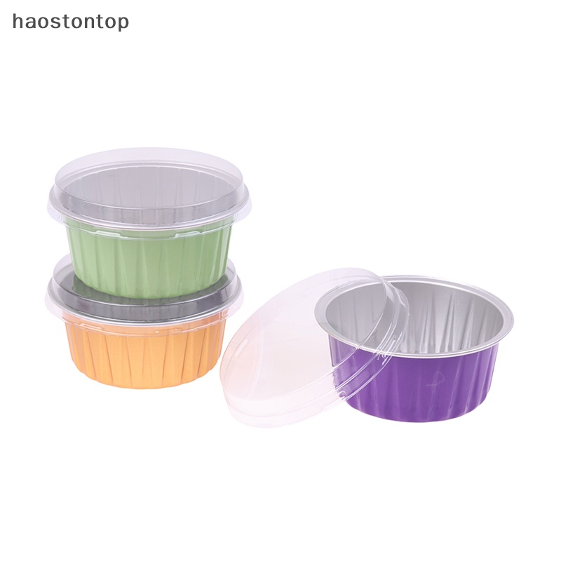 Set 5 Cốc Lá Nhôm Tròn 125ml Làm Bánh Có Nắp Đậy
