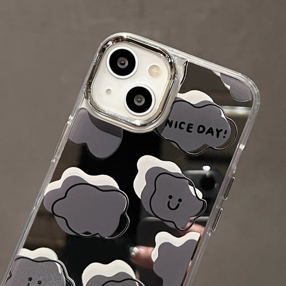 Ốp Điện Thoại TPU Họa Tiết Đám Mây Hoạt Hình Tráng Gương Chống Rơi Cho IPhone 11 12 13 14 Pro Max