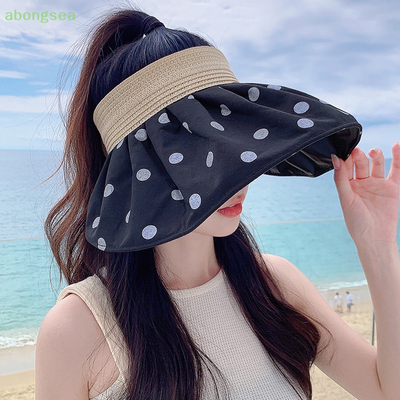 Mũ Rộng Vành Chống Nắng Tia UV Họa Tiết Chấm Bi Có Thể Gập Lại Dành Cho Nữ