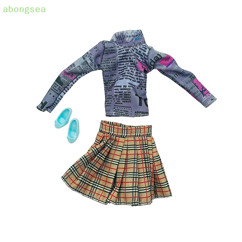 Abongsea Bộ Áo Và Chân Váy Xếp Ly Trên Và Dưới Cao Cấp Dành Cho Búp Bê