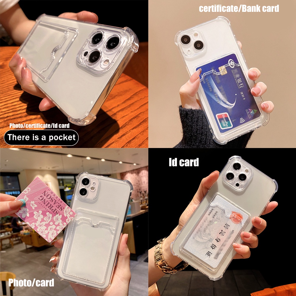 Ốp Điện Thoại TPU Silicon Chống Sốc Có Ngăn Đựng Thẻ Hình Ông Già Noel Cho Iphone 14 13 Pro Max 12 11 Pro Max Xs X Xr