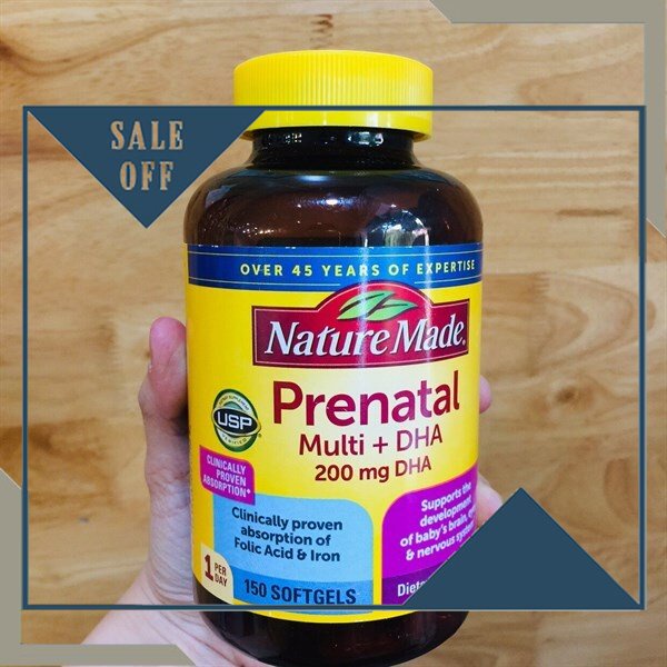 Viên uống Bổ Sung Vitamin Cho Bà Bầu Nature Made Prenatal Multi DHA 200mg - hộp 150 viên [ Hỏa Tốc ]