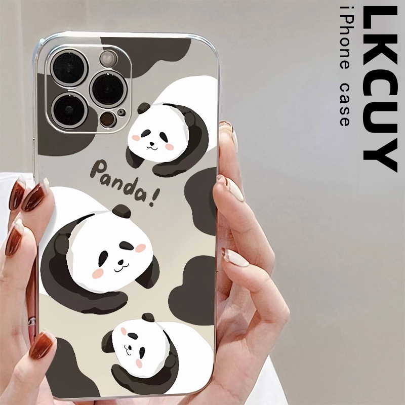 Ốp Điện Thoại TPU Silicon Mềm Mạ Điện Hình Gấu Trúc Chống Sốc Cho IPhone 14 13 12 11 Pro XS Max XR X 8 + 7 6S Plus