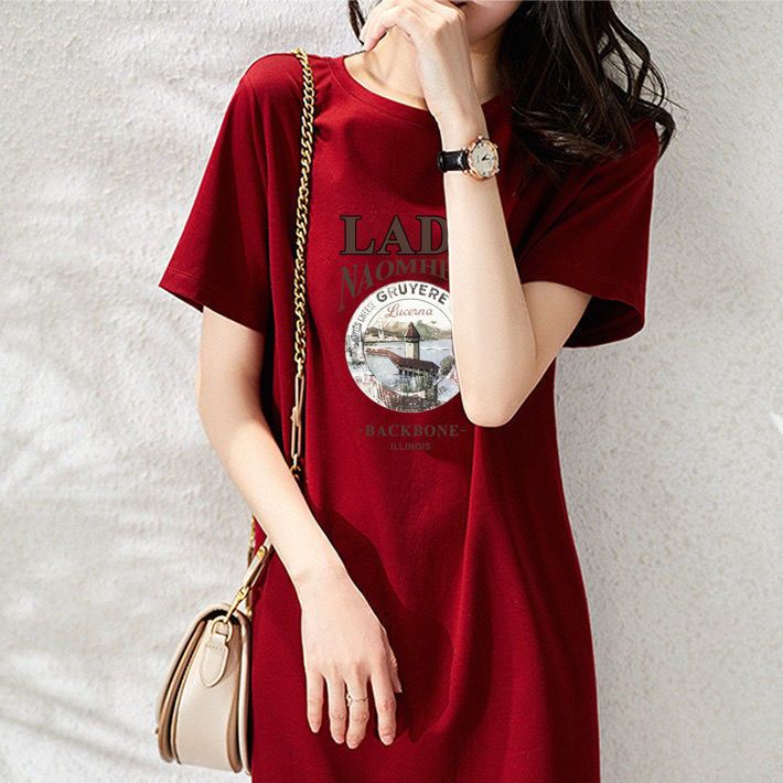 Đầm Dài Dáng Rộng Tay Ngắn In Họa Tiết Hoạt Hình Phong Cách Hàn Quốc Thời Trang Mùa Hè Cho