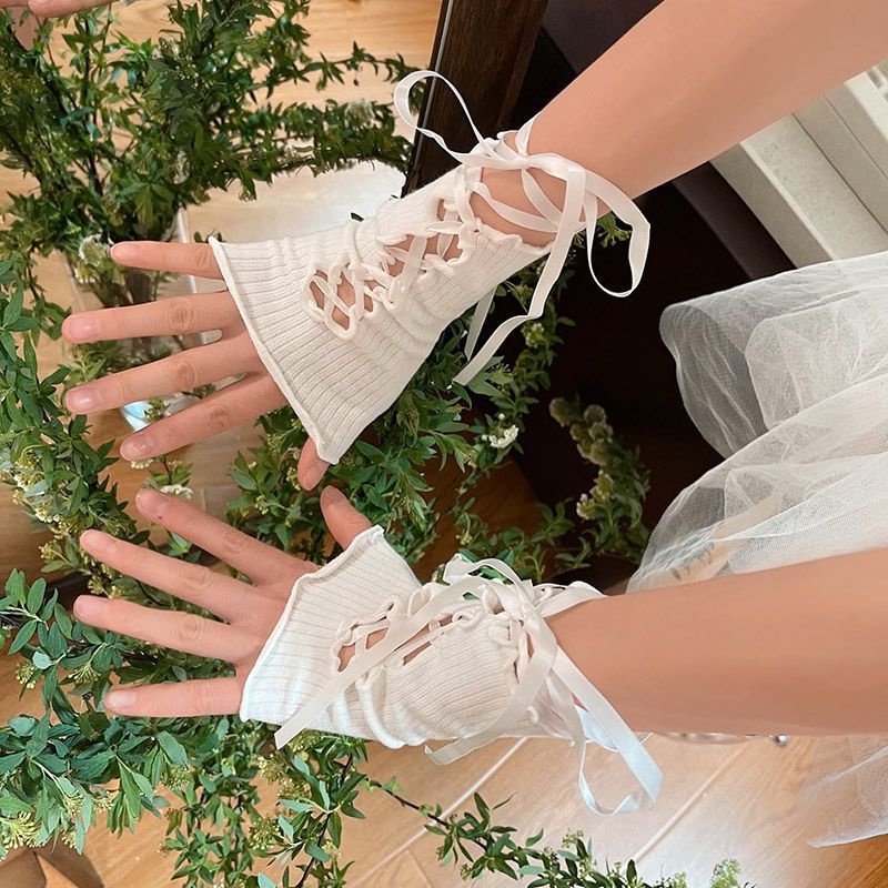 Spicy Girl DIY Strap Wooden Ear Edge Hand Sleeve Girls' New Y2K Millennium Gothic Lolita Jk Girls' Hand Ring Gloves Women