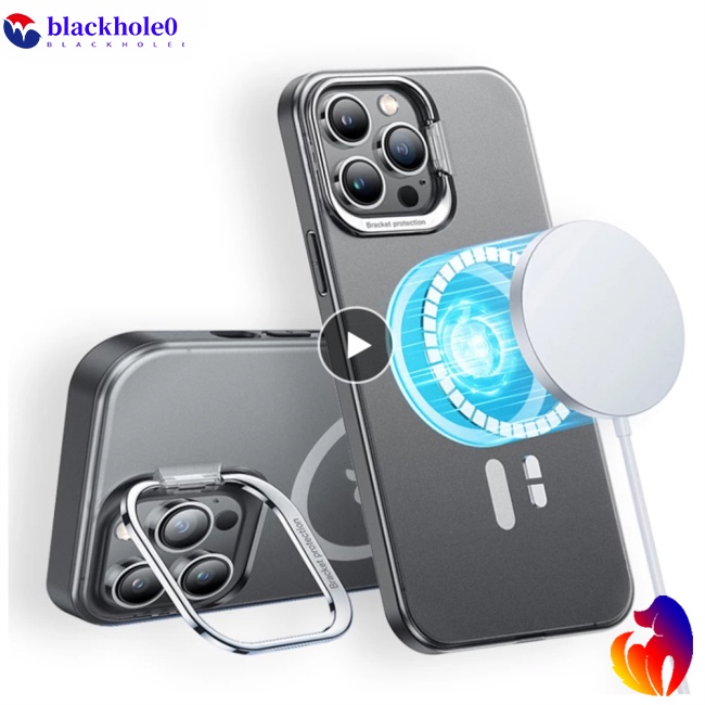 Ốp Điện Thoại Mặt Nhám Kèm Móc Xỏ Ngón Nam Châm Kim Loại Cho Iphone 14 Pro Max