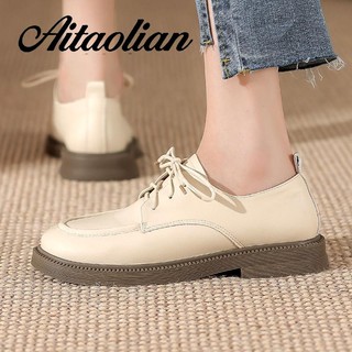 Giày da đế xuồng dày 3cm cột dây màu trơn đơn giản cổ điển cho nữ
