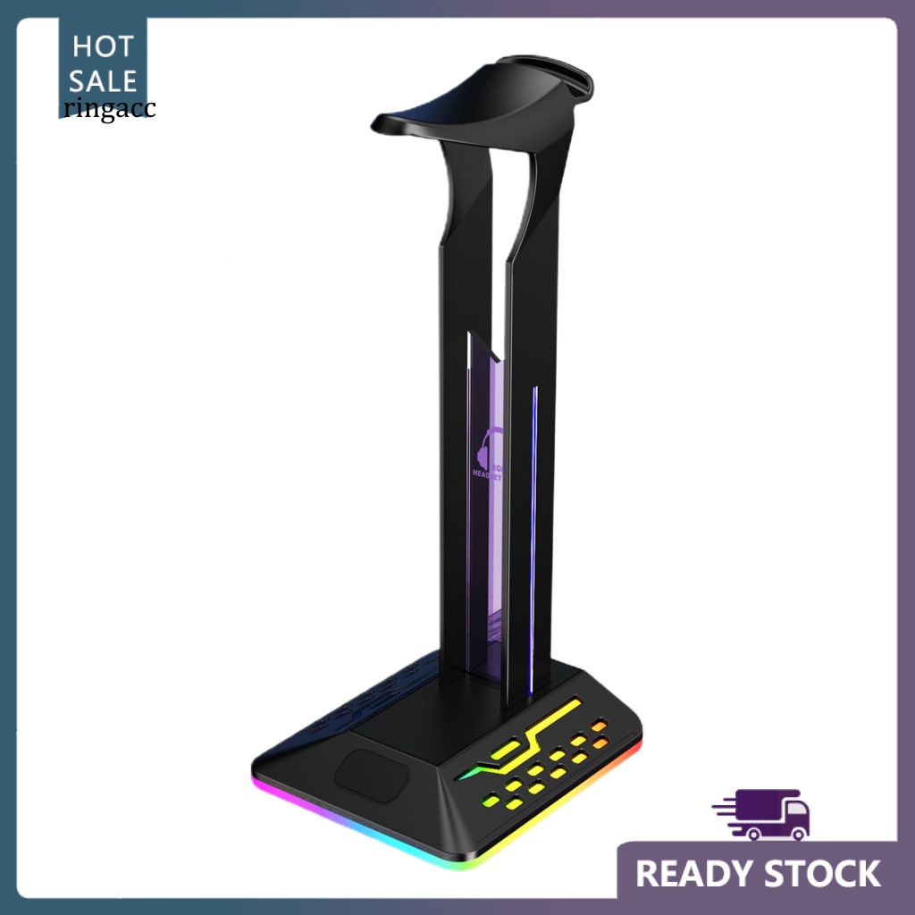 Rga 1 Bộ Giá Đỡ Tai Nghe Chơi Game 2 Trong 1 7 RGB Ánh Sáng Dạ Quang Chống Trượt Với 2 Cổng USB