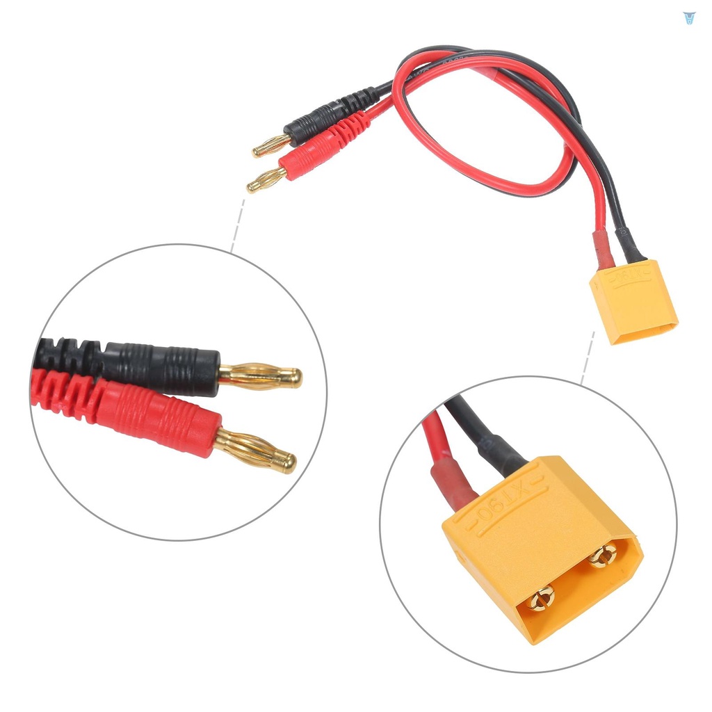 Dây Cáp Sạc QM159 Chuyển Đổi XT90 Đầu Cắm Sang 4mm 14AWG 30cm