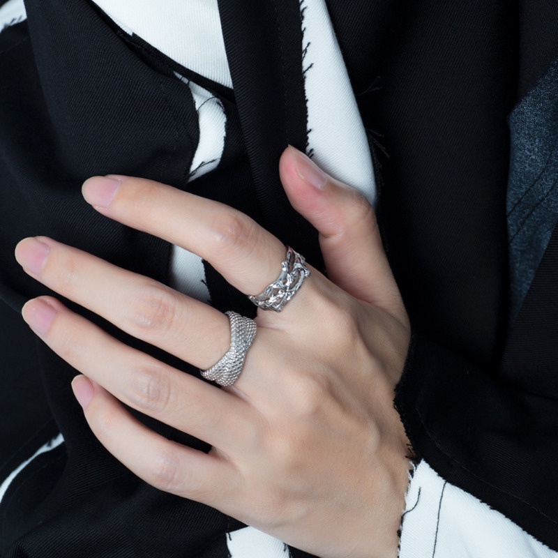 Nhẫn Dây Xích Chéo Thiết Kế Hợp Thời Trang Phong Cách Hàn Quốc Cho niche Tối Giản ins. Nhẫn Hở Đeo Ngón Trỏ Cá Tính Đa Năng Cho Nam Nữ