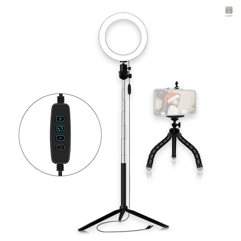 Vòng Đèn LED 3 Màu 20cm / 8inch 3500-6500K 10 Mức Độ Điều Chỉnh Được Kèm Giá Đỡ Điện Thoại