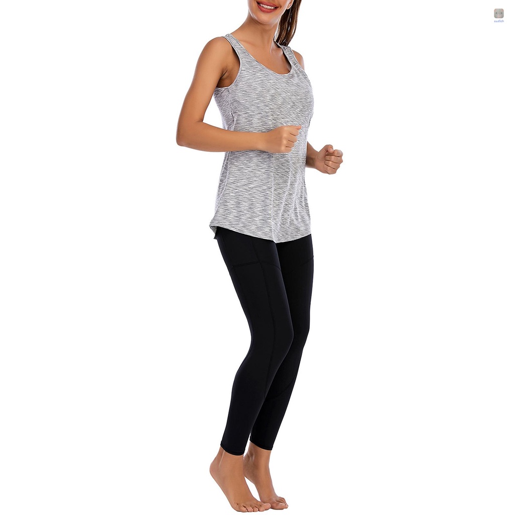 Áo Tank Top Sát Nách Cổ Tròn Dáng Rộng Thời Trang Tập Yoga / Chạy Bộ Cho Nữ