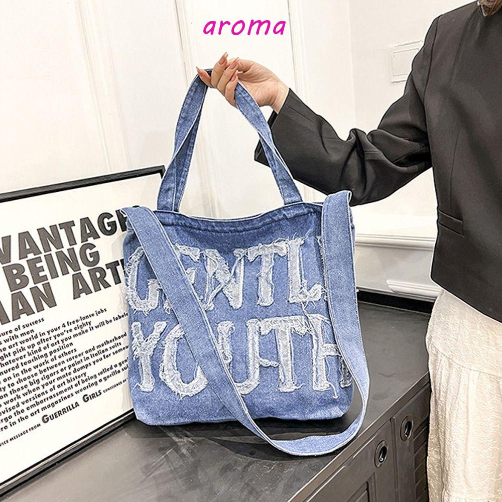 Túi Xách Đeo Vai Vải Jean In Chữ Phong Cách Thái Lan Dành Cho Nữ