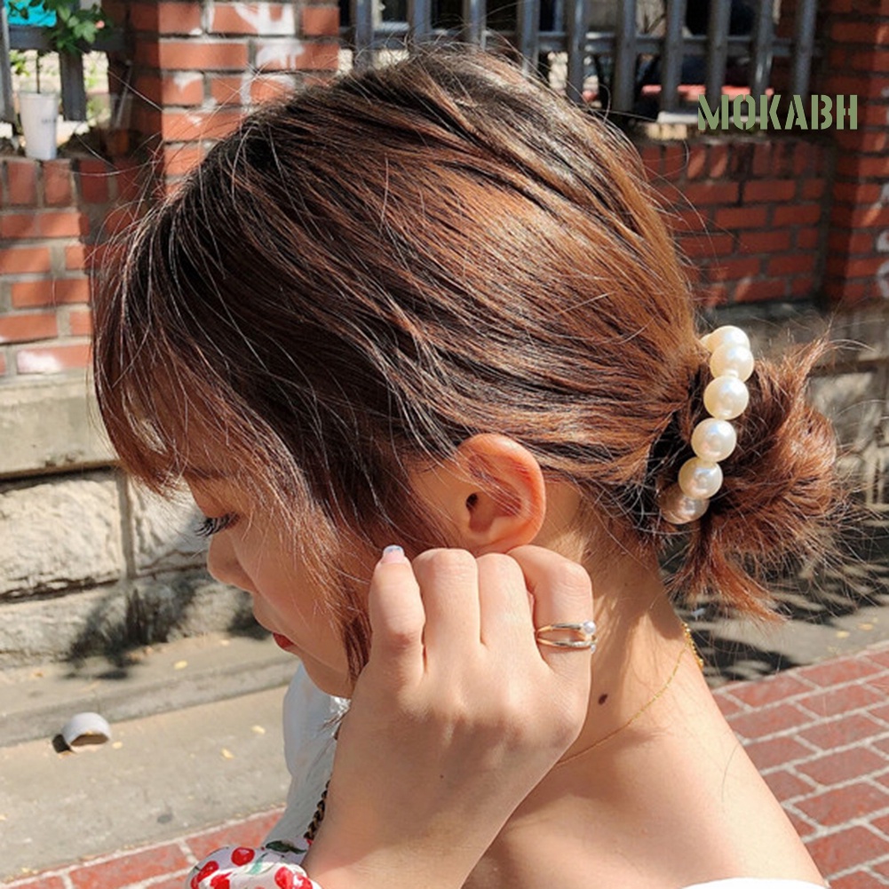 2 Dây Cột Tóc Đính Hạt Ngọc Trai Nhân Tạo Lãng Mạn Thời Trang Cho Nữ