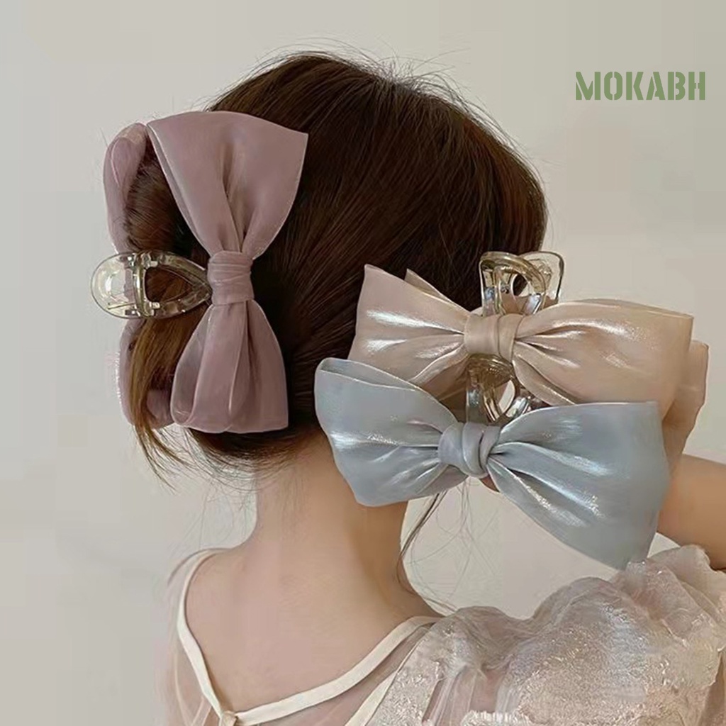 Kẹp Tóc Hình Nơ Màu Trơn Đa Năng Phong Cách Hàn Quốc