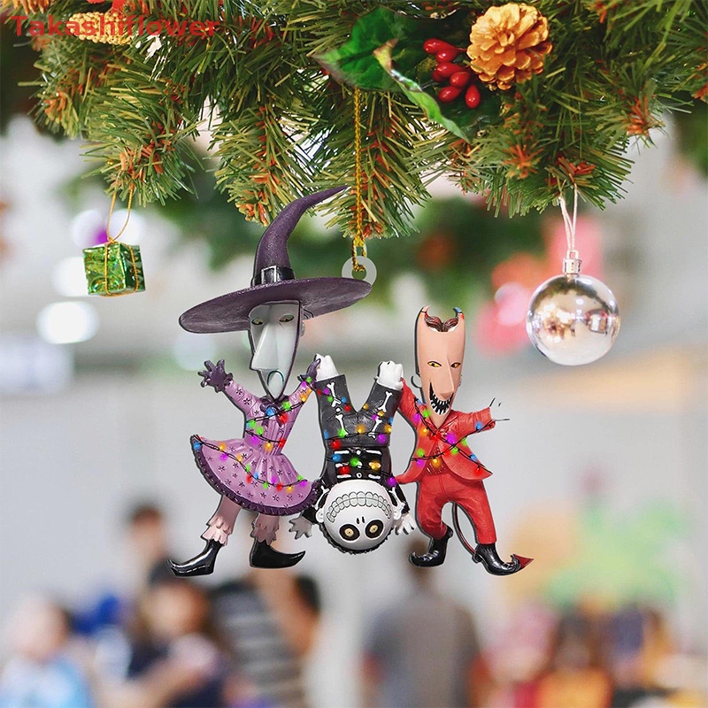 Phụ Kiện Trang Trí Cây Thông Giáng Sinh Bằng Acrylic Hai Mặt Họa Tiết Hoạt Hình Sáng Tạo