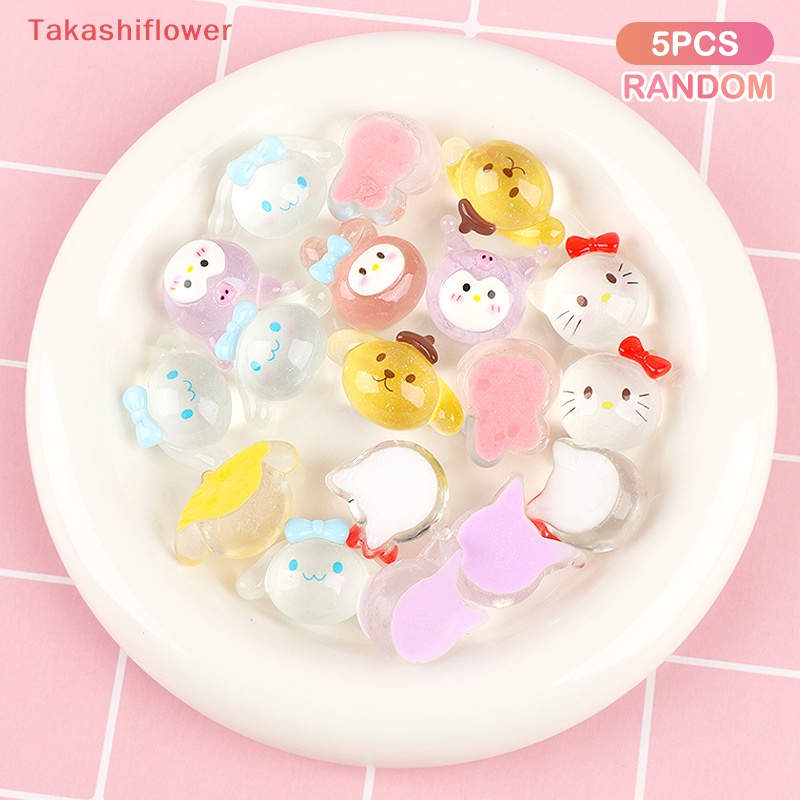 Set 5 Móc Khóa Hình Chú Chó Hoạt Hình 3D Bằng Nhựa Resin Dạ Quang Tự Trang Trí Ốp Điện Thoại