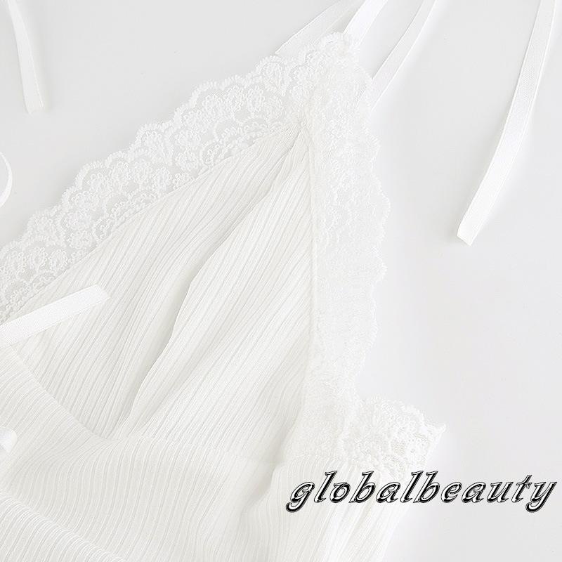 Áo Hai Dây Cổ Chữ V Màu Trơn Phối Ren Gợi Cảm Thời Trang Cho Nữ