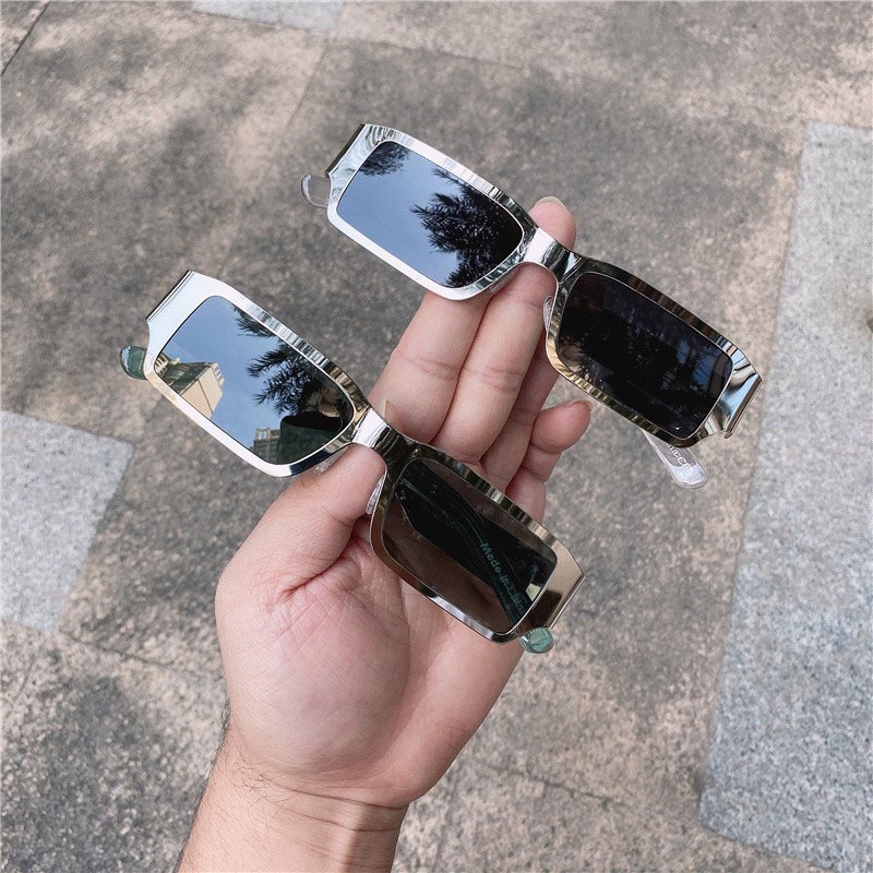 Kính Mát Gọng Kim Loại Vuông / Chữ Nhật Phong Cách Hip hop