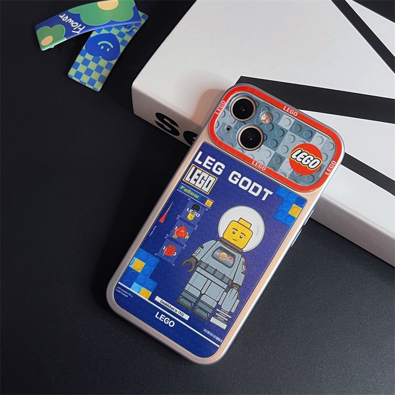 Ốp Điện Thoại TPU Mềm Trong Suốt Họa Tiết Khối Lego 2 Trong 1 Bảo Vệ Ống Kính Máy Ảnh Cho iphone 14 13 12 11 Pro Max