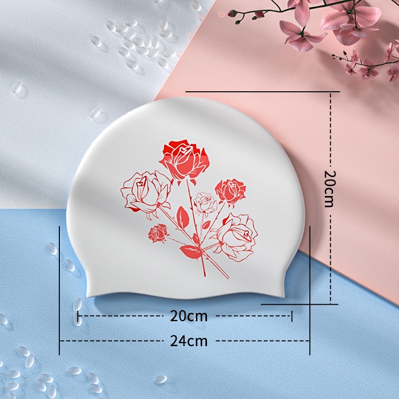 Mũ bơi WINMAX bằng silicon chống nước họa tiết hoa size lớn