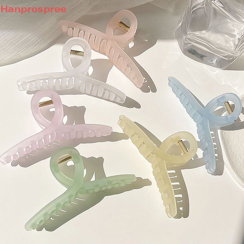 Kẹp Tóc Càng Cua Bằng Nhựa Trong Suốt Màu Trơn Cỡ Lớn Thời Trang Cho Nữ