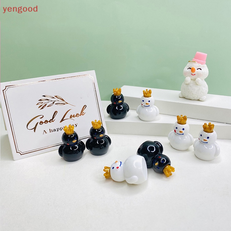 Bộ 5 Đồ trang trí Người Tuyết Hoạt Hình Mini Bằng Nhựa Resin Phát Sáng Dùng Trang Trí