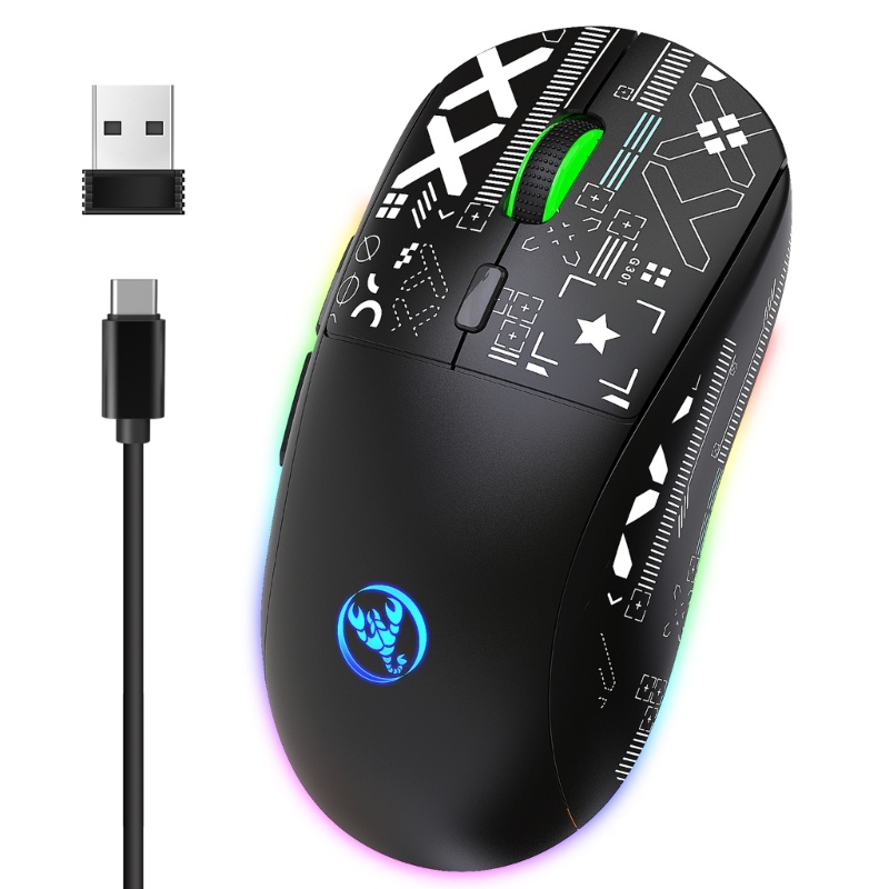 Chuột không dây BTM T90 3 Chế Độ 2 4G- + Bluetooth 3600dpi RGB