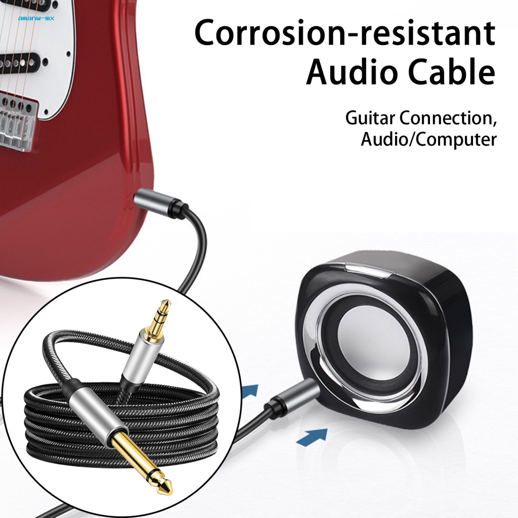 Dây Cáp Âm Thanh Truyền Tải Âm Thanh 35mm Trs Sang 65mm Ts Độ Trung Thực Cao Chống Ăn Mòn Cho Studio Guitar Amps Và Kênh 6ft