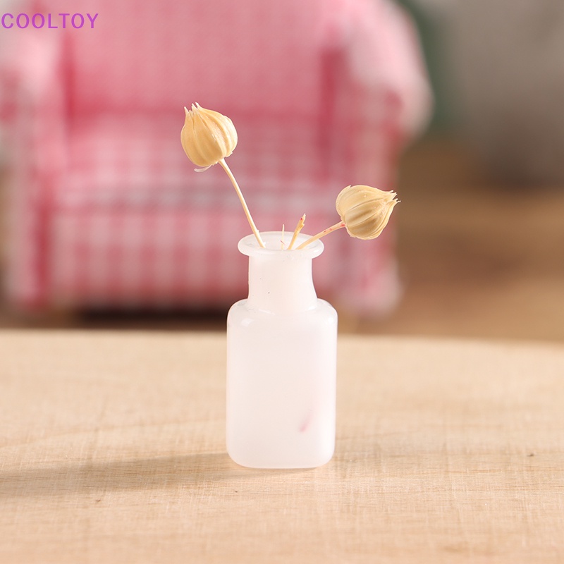 1 Bình Hoa Thủy Tinh Màu Trắng Tỷ Lệ 1: 12 Dùng Trang Trí Nhà Búp Bê