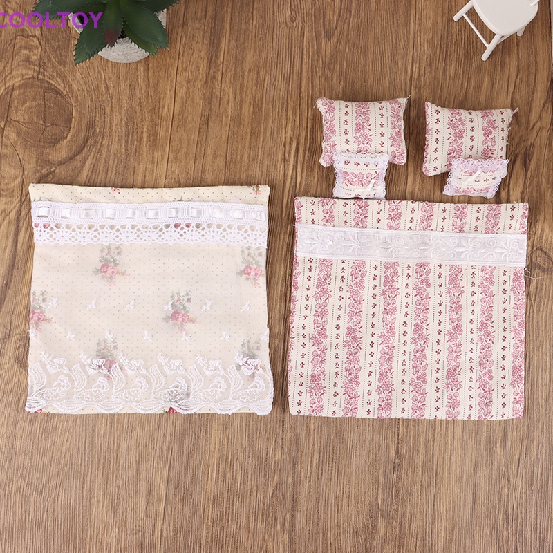 1 Bộ Chăn Ga Gối Đệm Phối Ren 1: 12 Trang Trí Nhà Búp Bê