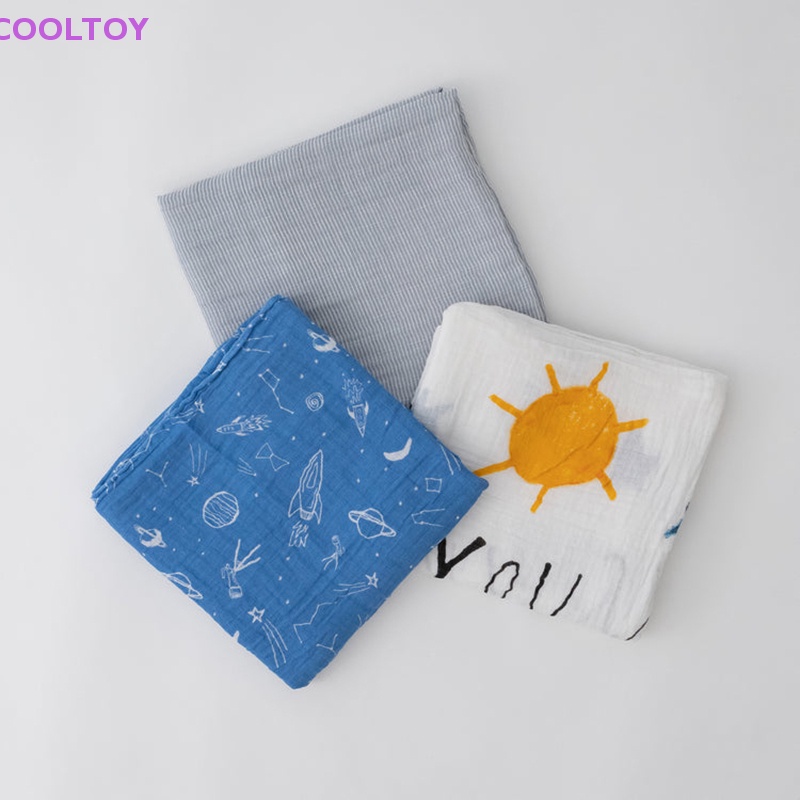 Cooltoy Set 3 Chăn Cotton Họa Tiết Mặt Trời Mặt Trăng Ngôi Sao Muslin Dành Cho Bé Sơ Sinh Hàng Mới Sinh Sản Phẩm Bán Chạy