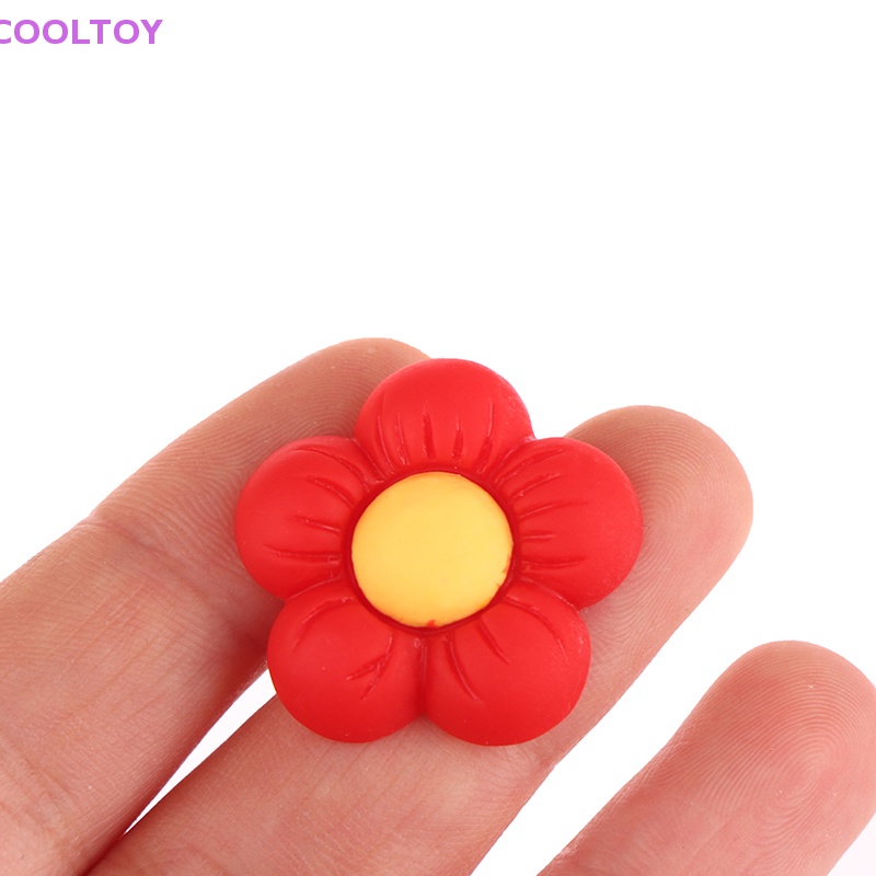 Set 10 Tượng Nhựa Resin Mini Hình Bông Hoa Màu Đỏ Lưng Phẳng Trang Trí Sổ Tay / Tiệc Tùng Diy