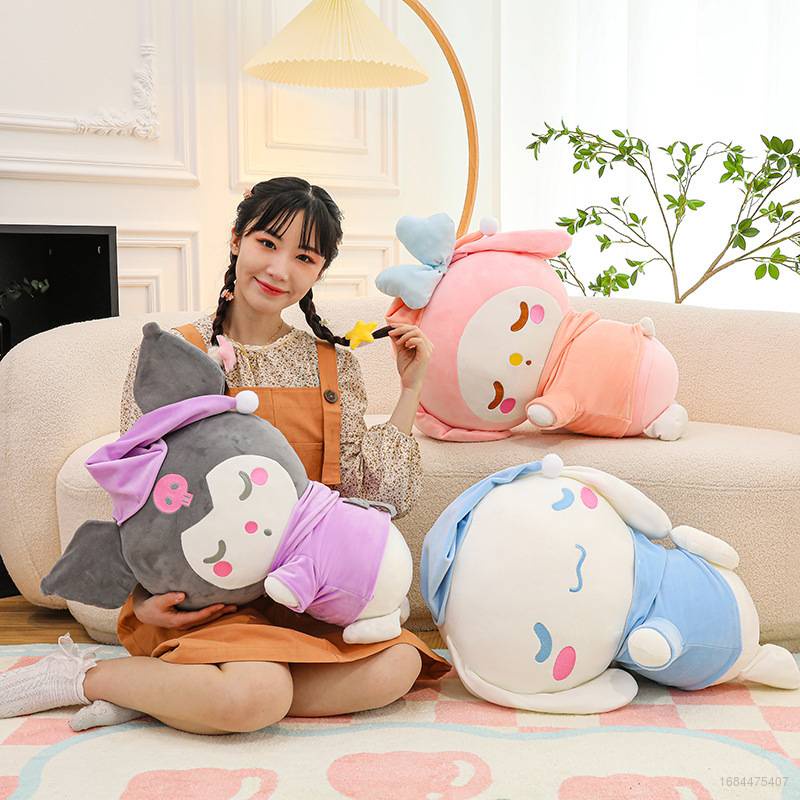 SANRIO Thú Nhồi Bông Hình Nhân Vật Kuromi Melody Cinnamoroll Đang Ngủ 60cm Trang Trí Nhà Cửa