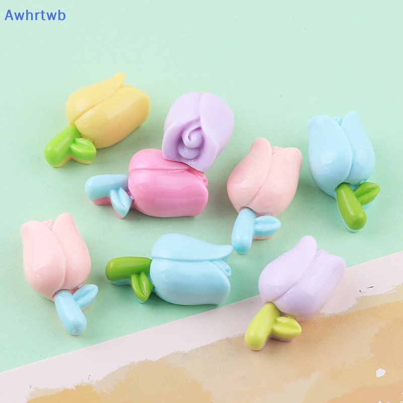 Set 10 Phụ Kiện Kẹp Tóc Hình Hoa Tulip Chất Liệu Resin Dễ Thương DIY Mới
