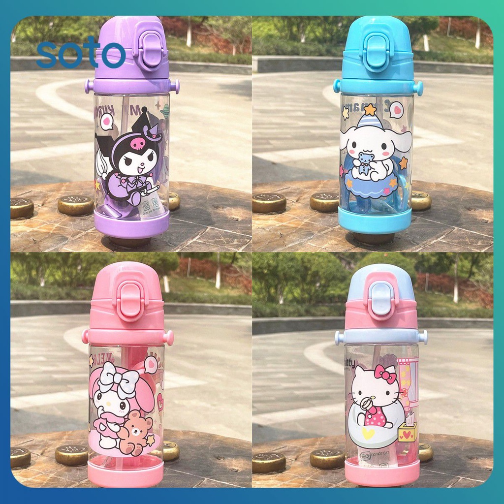 ♫450ml Sanrio Cốc Nước Di động Chai Dễ Thương Kuromi Cinnamoroll Hello Kitty Cốc Nước Uống Ngoài Trời Cho Trẻ Em Quà Tặng