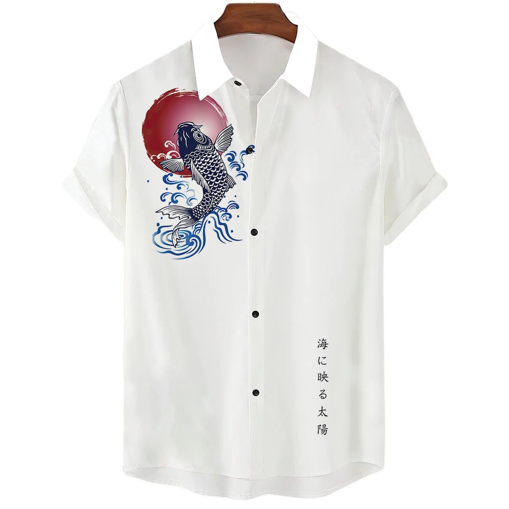 Áo Sơ Mi Tay Ngắn Màu Trắng Cài Một Hàng Nút Đơn Phong Cách Harajuku Nhật Bản Cho Nam