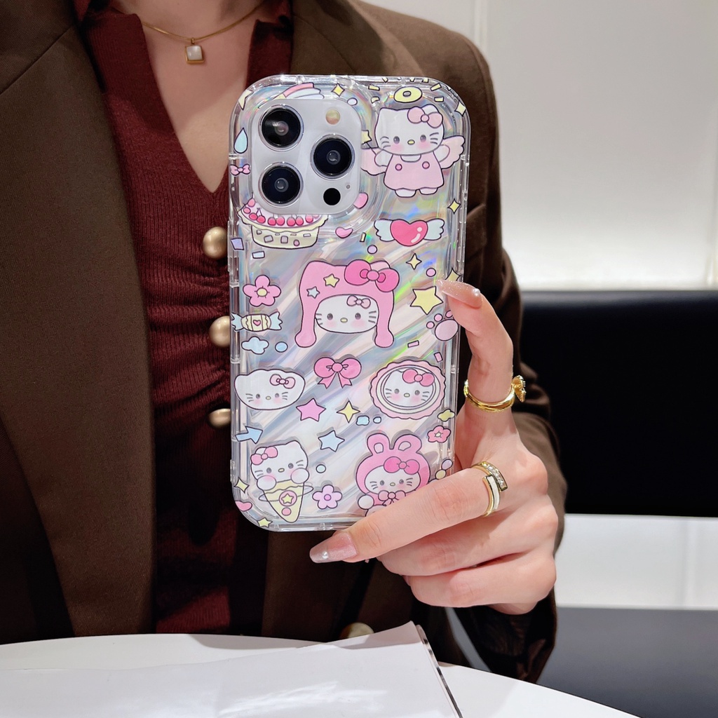 Ốp Điện Thoại TPU Dẻo Trong Suốt Họa Tiết Hoạt Hình Mèo Kuromi Dễ Thương Chống Sốc Cho iPhone 12 13 14 Pro Max
