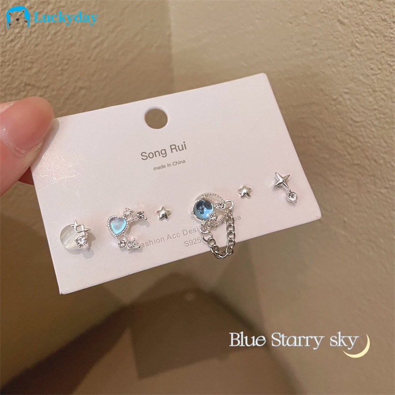 Set 5 Khuyên Tai Đính Đá Opan Thời Trang Nữ
